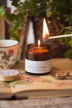 Load image into Gallery viewer, Medium Amber Jar in your choice of scent in a cotton bag