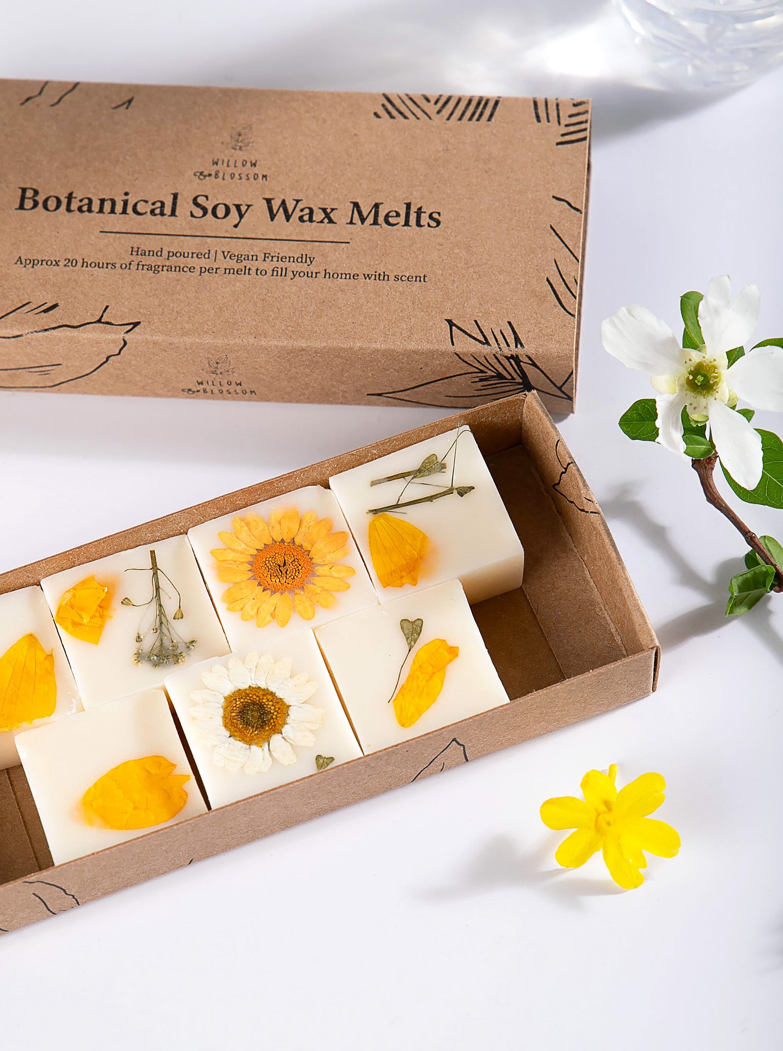 Botanical Wax Melts Box: Soy Melts met bloemen en echte bloemen - België Botanical Wax Melts Box: Soy Melts met bloemen en echte bloemen - België