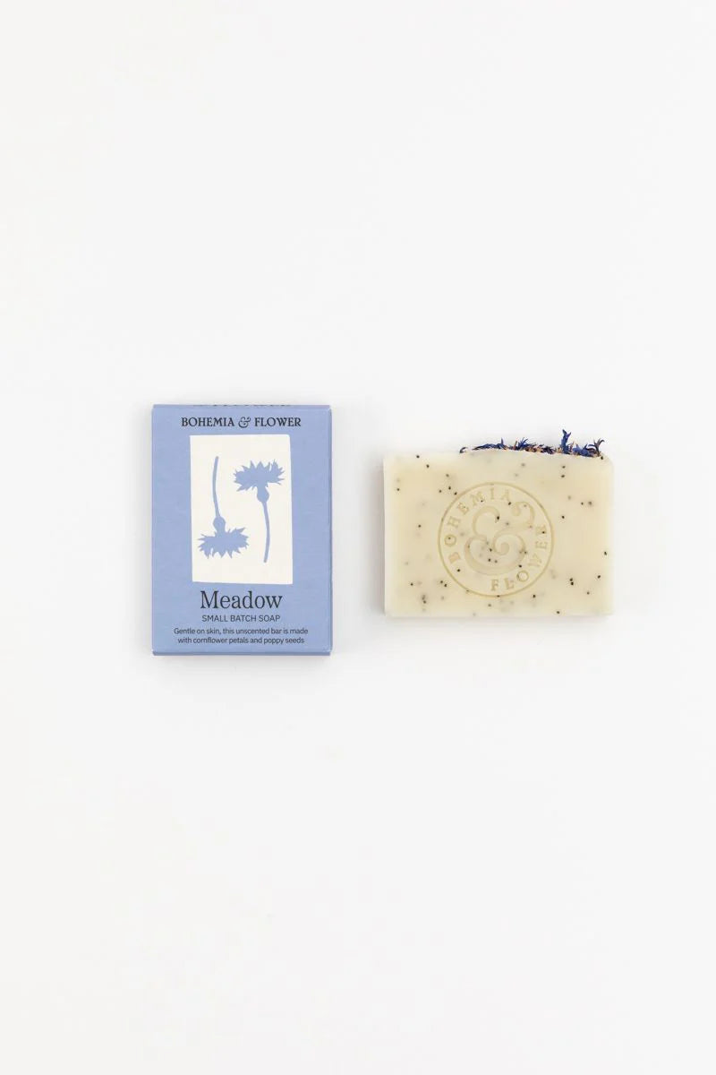 Meadow soap Bar; Cornflower + Poppy Seed Unscented