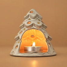 Load image into Gallery viewer, White Christmas tea light holder with Cedar tea lights